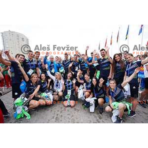 Slovenia team at official opening of Athletes Village at 2.European Games in Minsk, Belarus on June 20, 2019