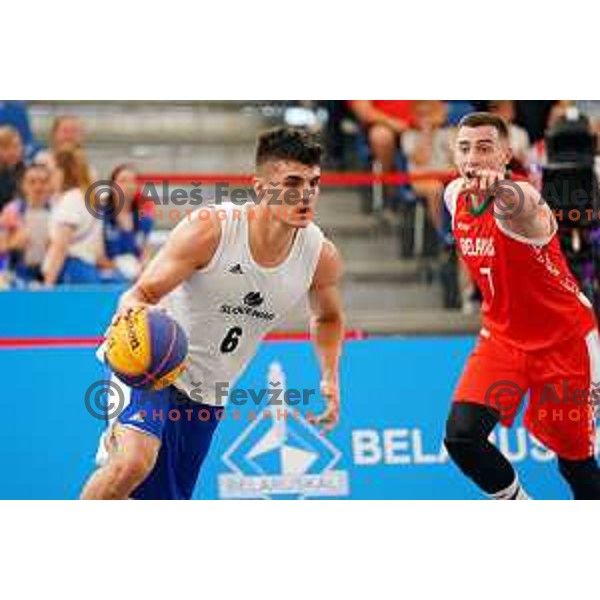 of Slovenia team during match between Belarus and Slovenia in first round of basketball 3x3 at 2. European Games in Minsk, Belarus on June 21, 2019