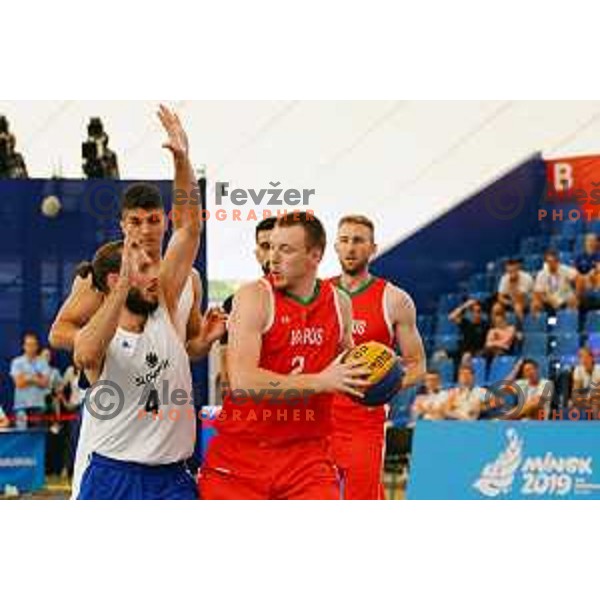 of Slovenia team during match between Belarus and Slovenia in first round of basketball 3x3 at 2. European Games in Minsk, Belarus on June 21, 2019