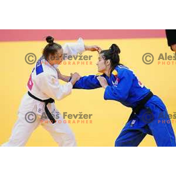 Kaja Kajzer of Slovenia in action during Judo Tournament of 2nd European Games, Minsk, Belarus on June 22, 2019