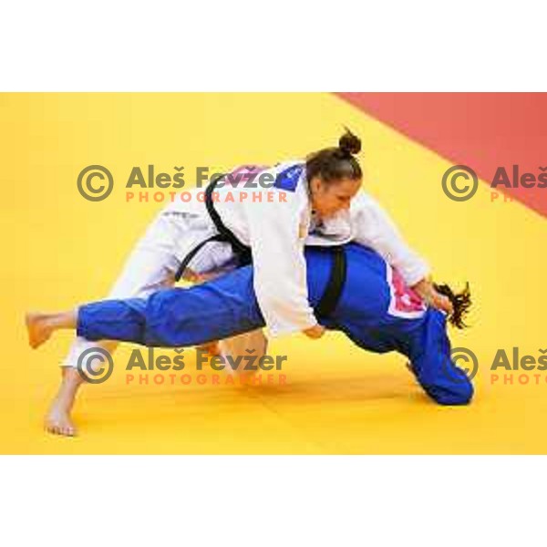 Kaja Kajzer of Slovenia in action during Judo Tournament of 2nd European Games, Minsk, Belarus on June 22, 2019