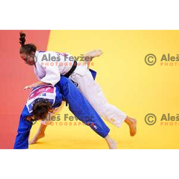 Kaja Kajzer of Slovenia in action during Judo Tournament of 2nd European Games, Minsk, Belarus on June 22, 2019