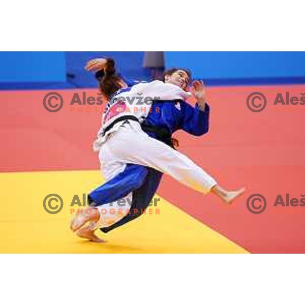 Kaja Kajzer of Slovenia in action during Judo Tournament of 2nd European Games, Minsk, Belarus on June 22, 2019