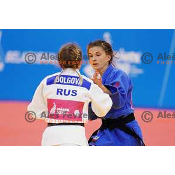 Marusa Stangar of Slovenia in action during Judo Tournament in Women\'s 48 kg class at 2nd European Games, Minsk, Belarus on June 22, 2019