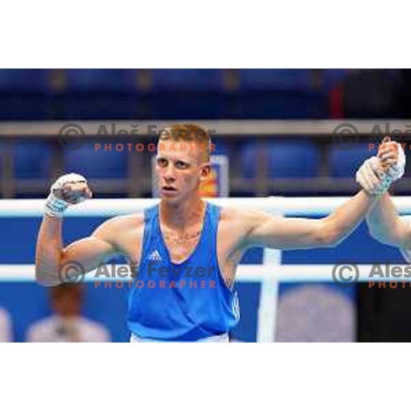 Tadej Carnoga of Slovenia fights in Men\'s Light (60 kg) category during Box Tournament at 2nd European Games, Minsk, Belarus on June 22, 2019