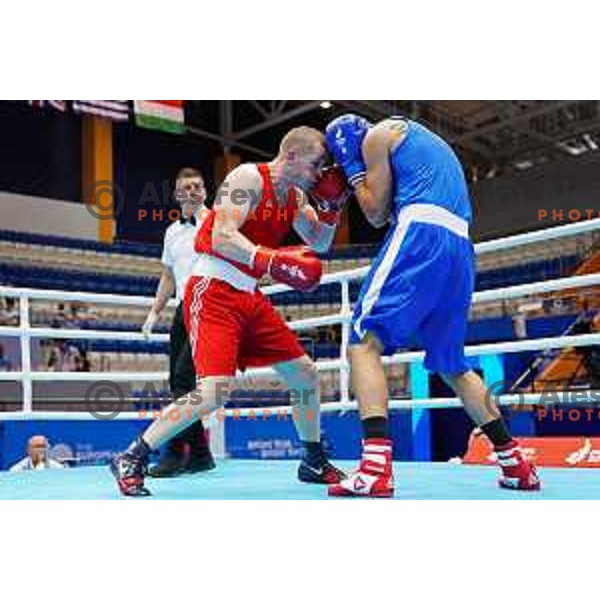 Denis Lazar of Slovenia fights in Men\'s Leight Heavy (81 kg) category during Box Tournament at 2nd European Games, Minsk, Belarus on June 22, 2019