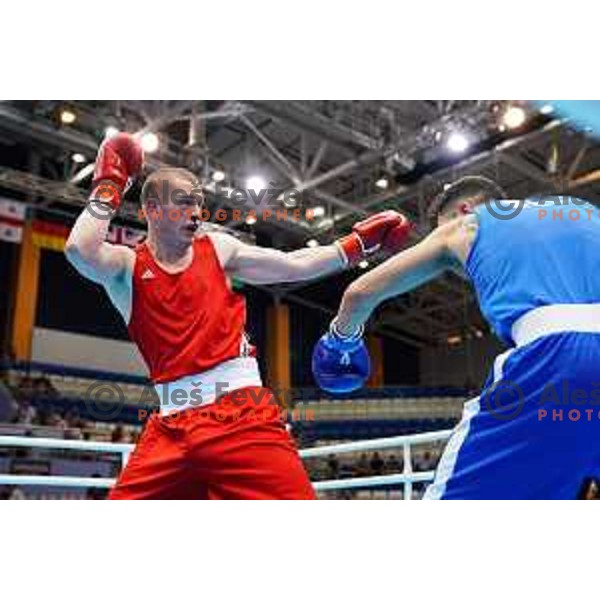 Denis Lazar of Slovenia fights in Men\'s Leight Heavy (81 kg) category during Box Tournament at 2nd European Games, Minsk, Belarus on June 22, 2019