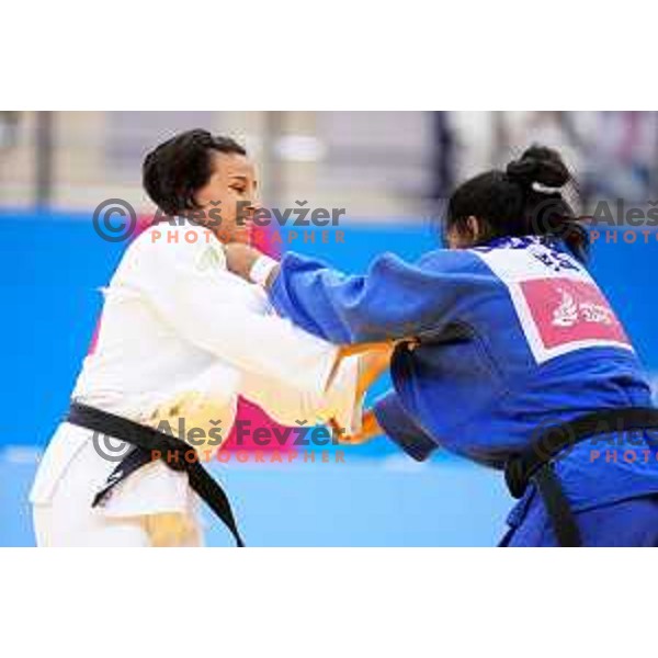 Lia Ludvik of Slovenia in action during Judo Tournament in Women\'s 63 kg class at 2nd European Games, Minsk, Belarus on June 23, 2019