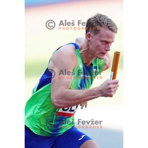 Luka Janezic competes in 4x400 meters mix relay at 2nd European Games at Dinamo Stadium, Minsk, Belarus on June 23, 2019