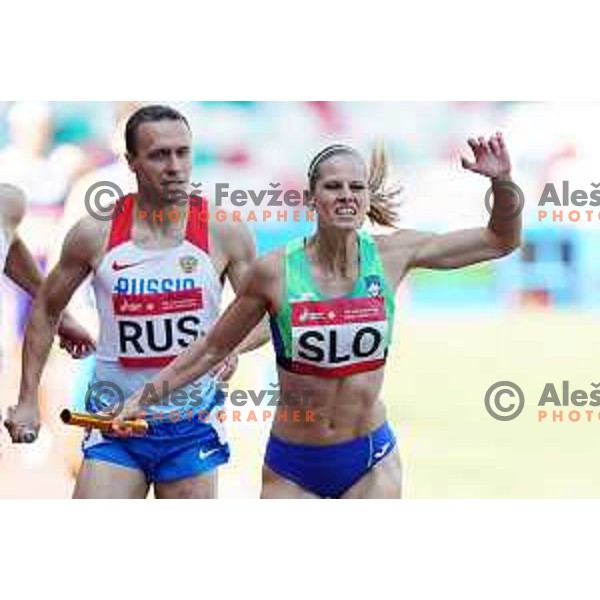 Anita Horvat competes in 4x400 meters mix relay at 2nd European Games at Dinamo Stadium, Minsk, Belarus on June 23, 2019