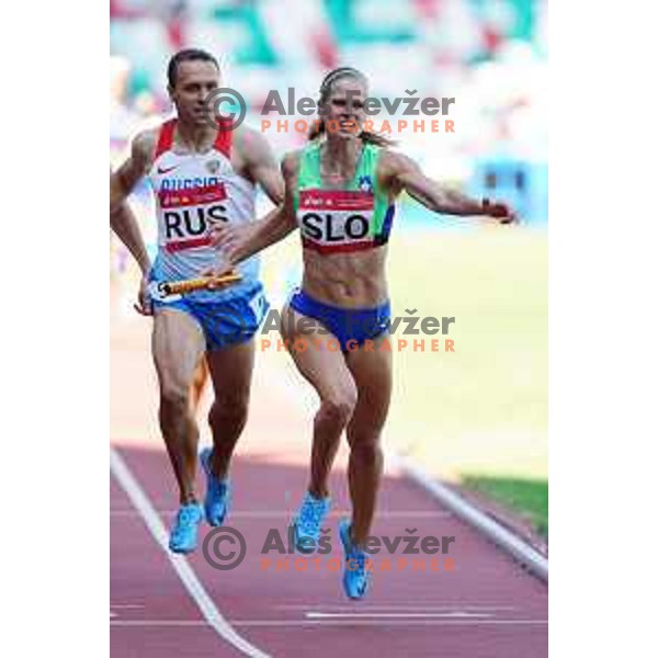 Anita Horvat competes in 4x400 meters mix relay at 2nd European Games at Dinamo Stadium, Minsk, Belarus on June 23, 2019