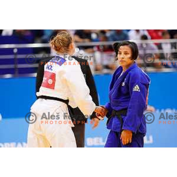 Lia Ludvik of Slovenia in action during Judo Tournament in Women\'s 63 kg class at 2nd European Games, Minsk, Belarus on June 23, 2019