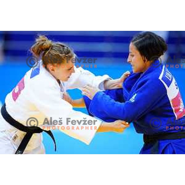 Lia Ludvik of Slovenia in action during Judo Tournament in Women\'s 63 kg class at 2nd European Games, Minsk, Belarus on June 23, 2019