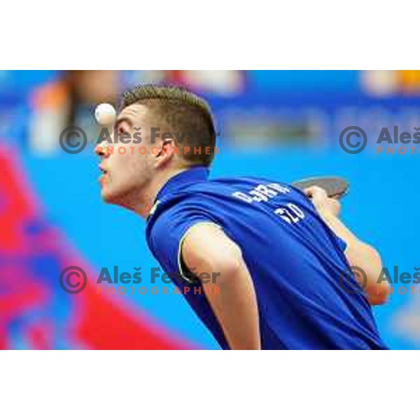 Darko Jorgic of Slovenia competes in Table Tennis Men\'s single at 2nd European Games, Minsk, Belarus on June 23, 2019