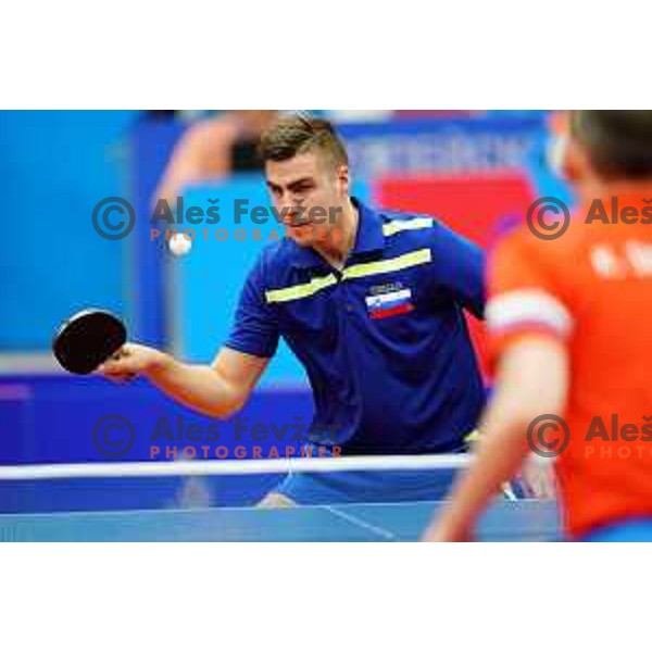 Darko Jorgic of Slovenia competes in Table Tennis Men\'s single at 2nd European Games, Minsk, Belarus on June 23, 2019