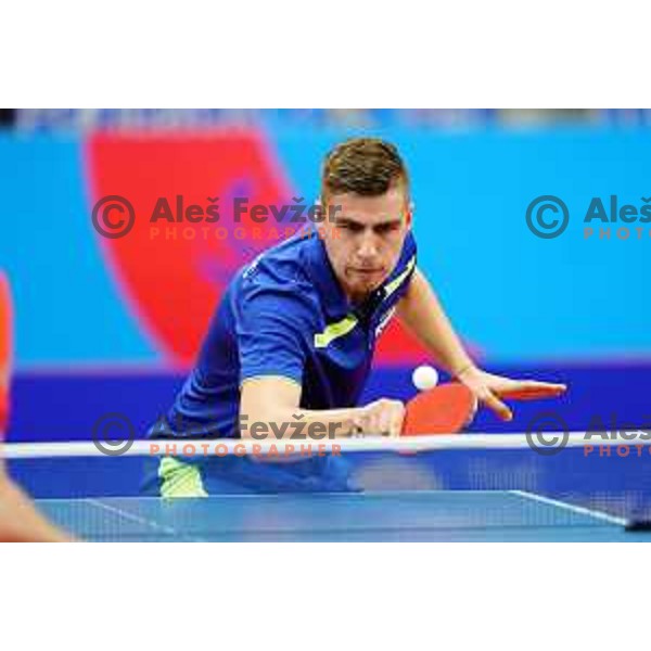 Darko Jorgic of Slovenia competes in Table Tennis Men\'s single at 2nd European Games, Minsk, Belarus on June 23, 2019