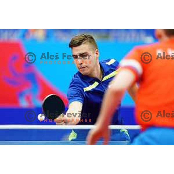 Darko Jorgic of Slovenia competes in Table Tennis Men\'s single at 2nd European Games, Minsk, Belarus on June 23, 2019