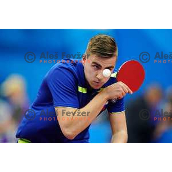 Darko Jorgic of Slovenia competes in Table Tennis Men\'s single at 2nd European Games, Minsk, Belarus on June 23, 2019