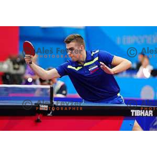 Darko Jorgic of Slovenia competes in Table Tennis Men\'s single at 2nd European Games, Minsk, Belarus on June 23, 2019