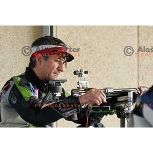 Rajmond Debevec of Slovenia competes in Shooting discipline Rifle 50 meters 3 positions at 2nd European Games, Minsk, Belarus on June 26, 2019