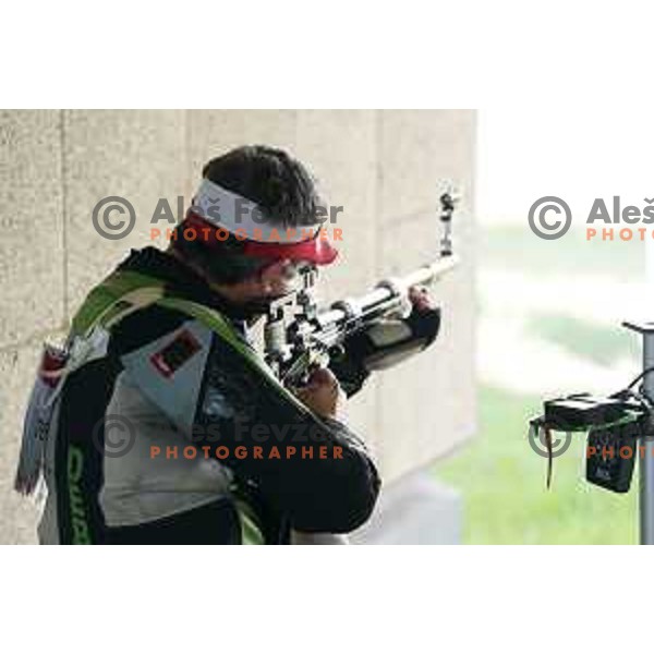 Rajmond Debevec of Slovenia competes in Shooting discipline Rifle 50 meters 3 positions at 2nd European Games, Minsk, Belarus on June 26, 2019