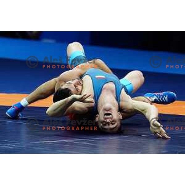 Stepan Maryanyan (RUS) fights with Erik Torba (HUN) in Wrestling Greco-Roman Style 60 kg in Dvorec Sporta at 2nd European Games, Minsk, Belarus on June 29, 2019