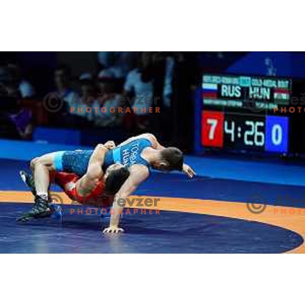 Stepan Maryanyan (RUS) fights with Erik Torba (HUN) in Wrestling Greco-Roman Style 60 kg in Dvorec Sporta at 2nd European Games, Minsk, Belarus on June 29, 2019