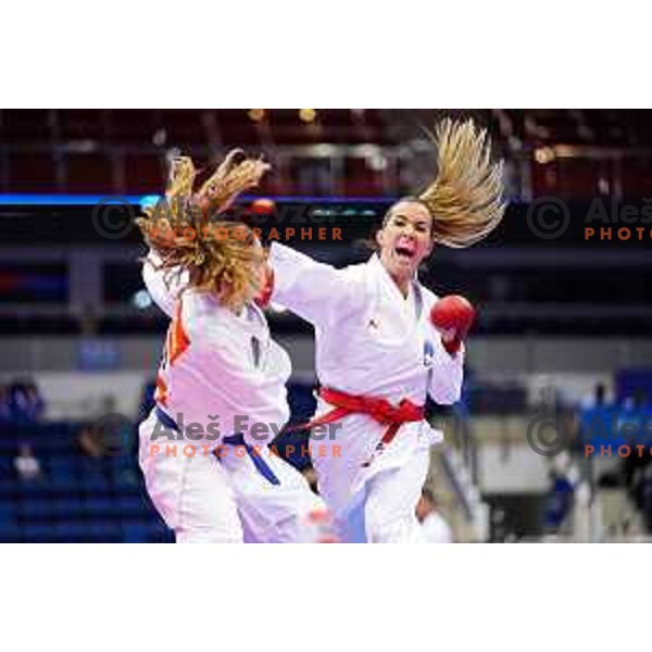 Tjasa Ristic of Slovenia in action during Karate Tournament in Women\'s Kumite -61 kg at 2nd European Games, Minsk, Belarus on June 30, 2019