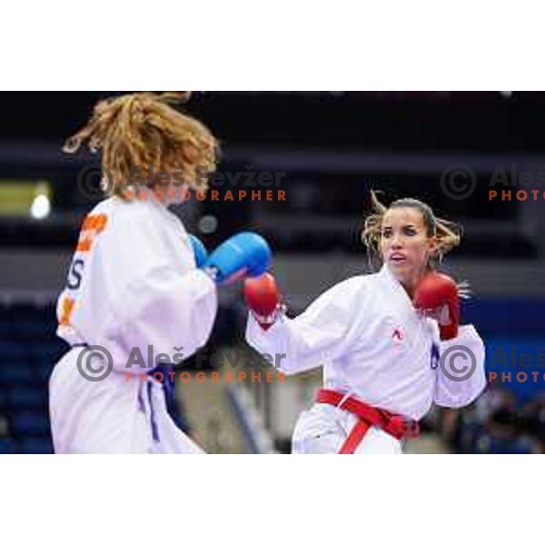 Tjasa Ristic of Slovenia in action during Karate Tournament in Women\'s Kumite -61 kg at 2nd European Games, Minsk, Belarus on June 30, 2019