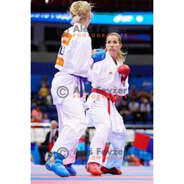 Tjasa Ristic of Slovenia in action during Karate Tournament in Women\'s Kumite -61 kg at 2nd European Games, Minsk, Belarus on June 30, 2019