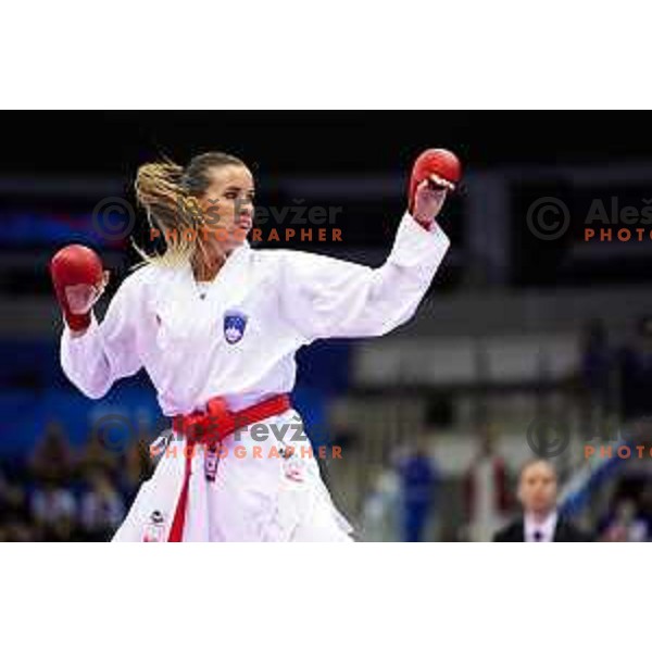 Tjasa Ristic of Slovenia in action during Karate Tournament in Women\'s Kumite -61 kg at 2nd European Games, Minsk, Belarus on June 30, 2019