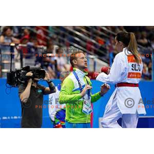 Tjasa Ristic of Slovenia in action during Karate Tournament in Women\'s Kumite -61 kg at 2nd European Games, Minsk, Belarus on June 30, 2019