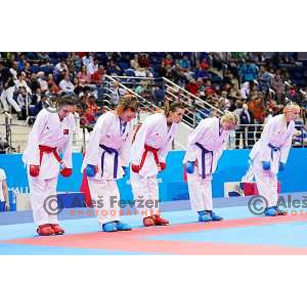 Tjasa Ristic of Slovenia in action during Karate Tournament in Women\'s Kumite -61 kg at 2nd European Games, Minsk, Belarus on June 30, 2019