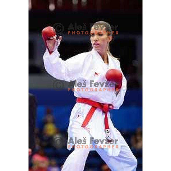 Tjasa Ristic of Slovenia in action during Karate Tournament in Women\'s Kumite -61 kg at 2nd European Games, Minsk, Belarus on June 30, 2019