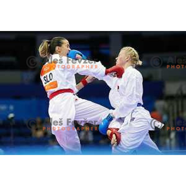 Tjasa Ristic of Slovenia in action during Karate Tournament in Women\'s Kumite -61 kg at 2nd European Games, Minsk, Belarus on June 30, 2019