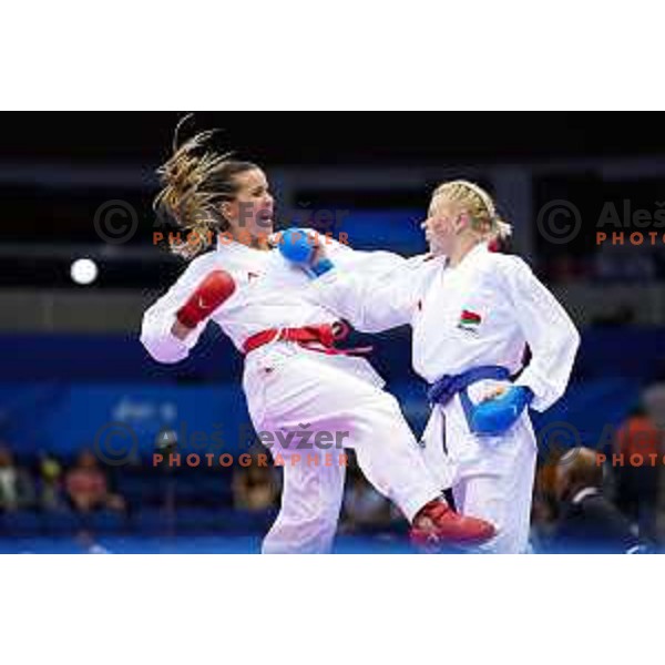 Tjasa Ristic of Slovenia in action during Karate Tournament in Women\'s Kumite -61 kg at 2nd European Games, Minsk, Belarus on June 30, 2019