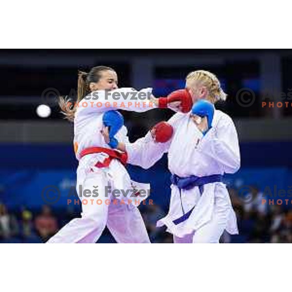 Tjasa Ristic of Slovenia in action during Karate Tournament in Women\'s Kumite -61 kg at 2nd European Games, Minsk, Belarus on June 30, 2019