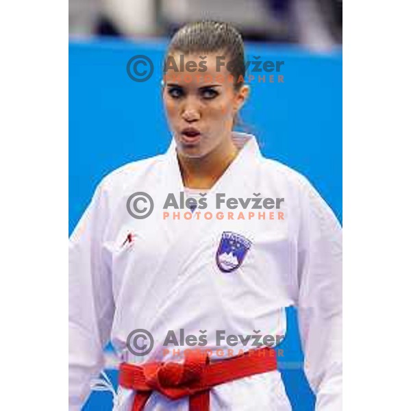 Tjasa Ristic of Slovenia in action during Karate Tournament in Women\'s Kumite -61 kg at 2nd European Games, Minsk, Belarus on June 30, 2019