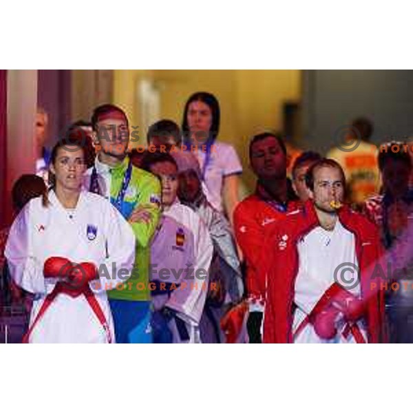 Tjasa Ristic of Slovenia in action during Karate Tournament in Women\'s Kumite -61 kg at 2nd European Games, Minsk, Belarus on June 30, 2019