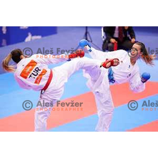 Tjasa Ristic of Slovenia in action during Karate Tournament in Women\'s Kumite -61 kg at 2nd European Games, Minsk, Belarus on June 30, 2019