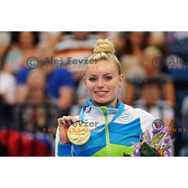 Teja Belak of Slovenia winner of Women\'s Vault Artistic Gymanstics at 2nd European Games, Minsk, Belarus on June 30, 2019