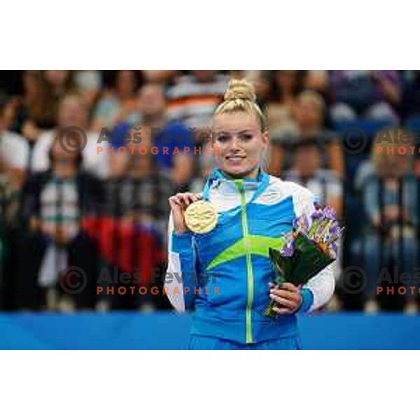 Teja Belak of Slovenia winner of Women\'s Vault Artistic Gymanstics at 2nd European Games, Minsk, Belarus on June 30, 2019