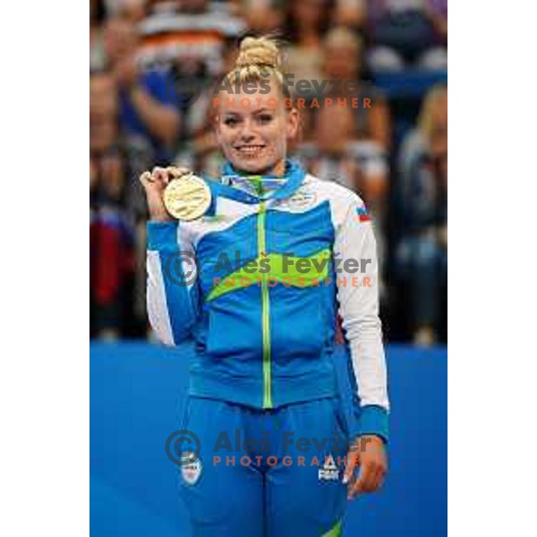 Teja Belak of Slovenia winner of Women\'s Vault Artistic Gymanstics at 2nd European Games, Minsk, Belarus on June 30, 2019