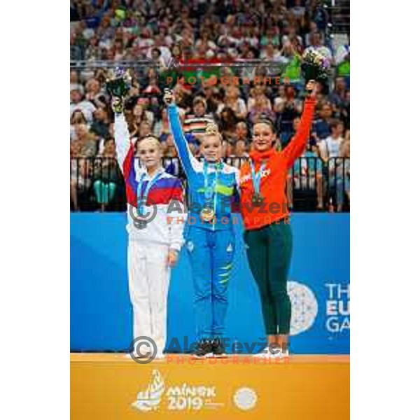 Teja Belak of Slovenia winner of Women\'s Vault Artistic Gymanstics at 2nd European Games, Minsk, Belarus on June 30, 2019