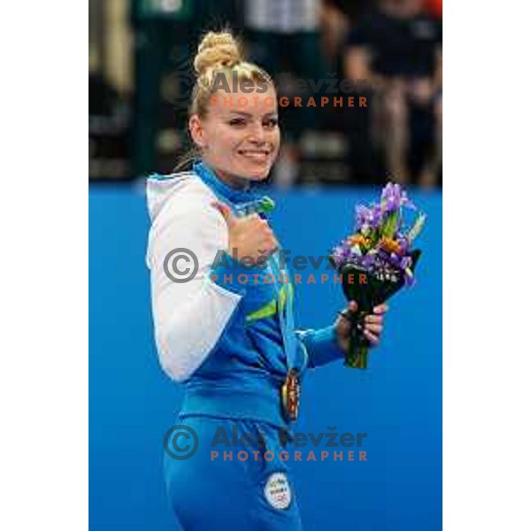 Teja Belak of Slovenia winner of Women\'s Vault Artistic Gymanstics at 2nd European Games, Minsk, Belarus on June 30, 2019