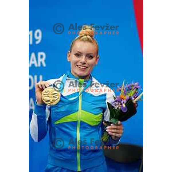 Teja Belak of Slovenia winner of Women\'s Vault Artistic Gymanstics at 2nd European Games, Minsk, Belarus on June 30, 2019