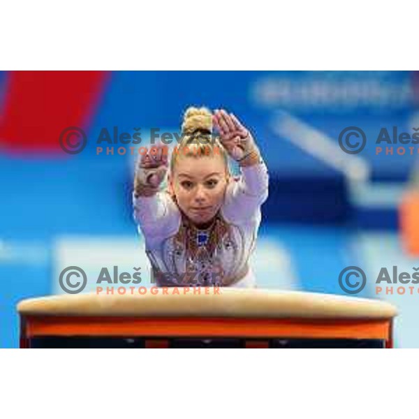 Teja Belak of Slovenia winner of Women\'s Vault Artistic Gymanstics at 2nd European Games, Minsk, Belarus on June 30, 2019