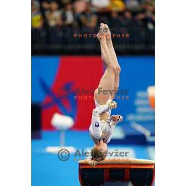 Teja Belak of Slovenia winner of Women\'s Vault Artistic Gymanstics at 2nd European Games, Minsk, Belarus on June 30, 2019