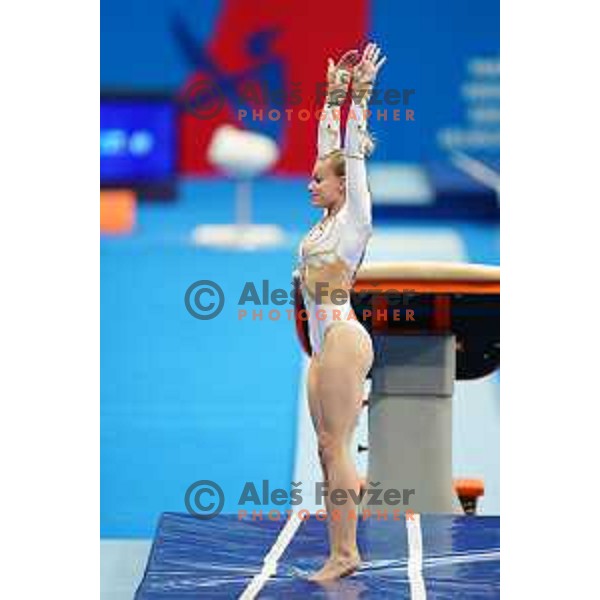 Teja Belak of Slovenia winner of Women\'s Vault Artistic Gymanstics at 2nd European Games, Minsk, Belarus on June 30, 2019