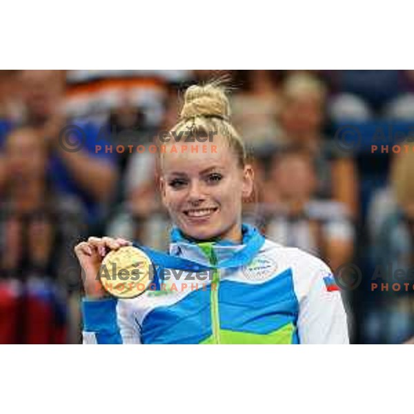 Teja Belak of Slovenia winner of Women\'s Vault Artistic Gymanstics at 2nd European Games, Minsk, Belarus on June 30, 2019